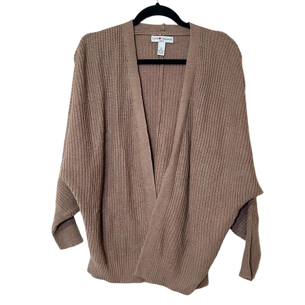 Love Change Italy Brown Oversized Knit Cardigan Sweater Women's Size Small